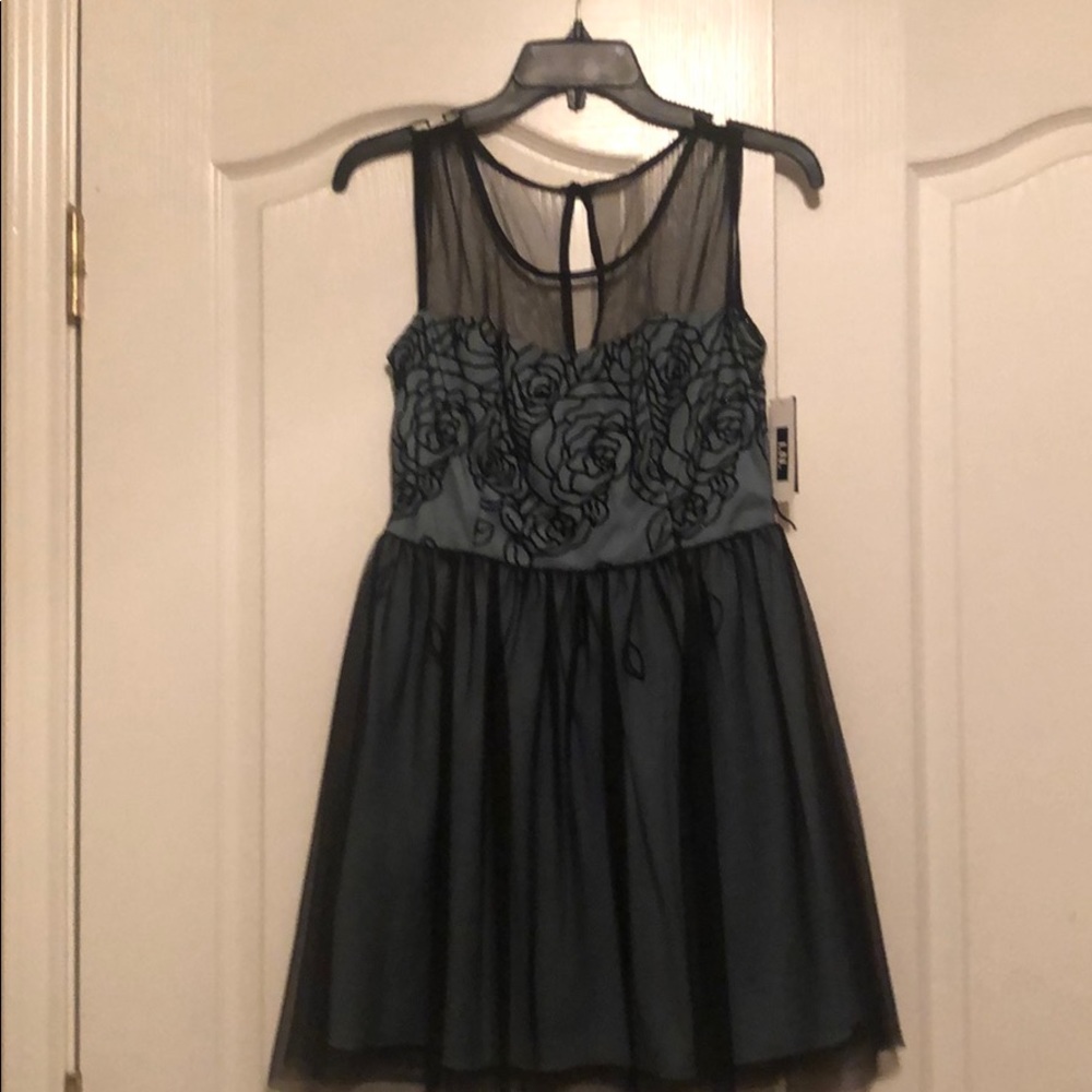 Black/teal dress
